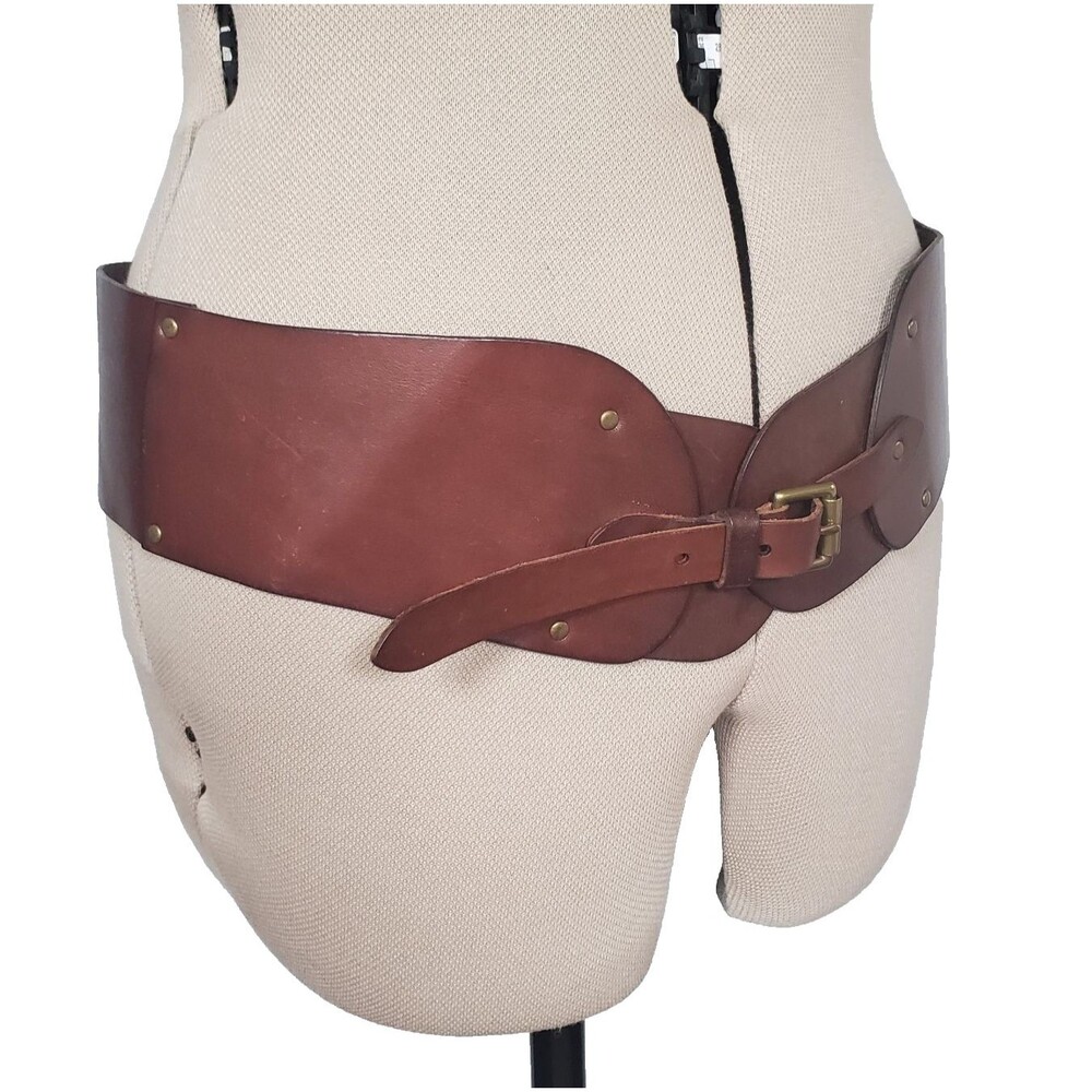 Vtg Banana Republic Women’s Leather Belt Large Brown Corset Wide Fits 39" to 41" - Picture 2 of 10